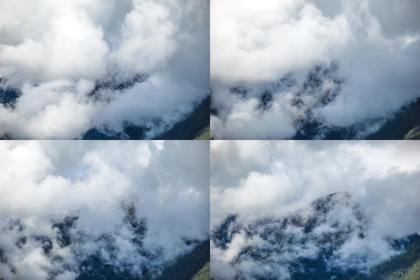 云雾笼罩山云开雾散露出山