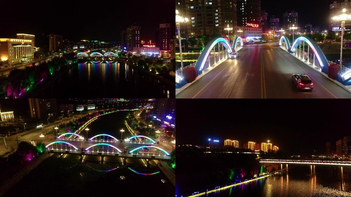 滦平县城夜景航拍