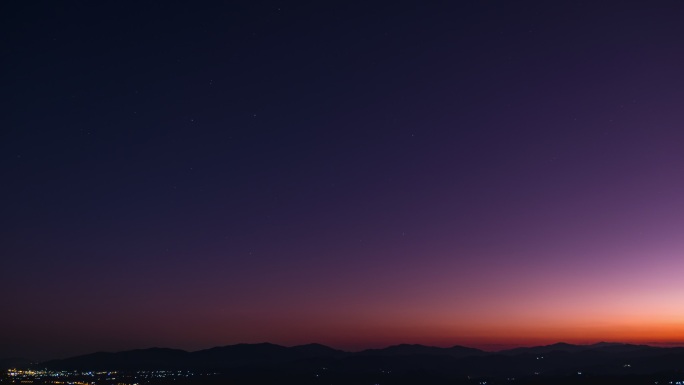 从黄昏到夜晚延时昼夜交替星空