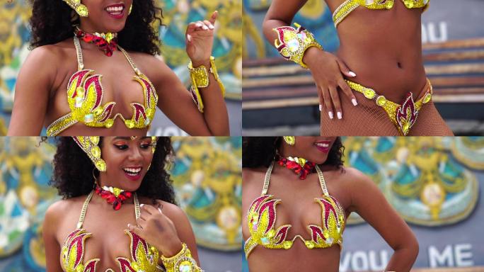 巴西女子为著名的狂欢节游行跳桑巴舞
