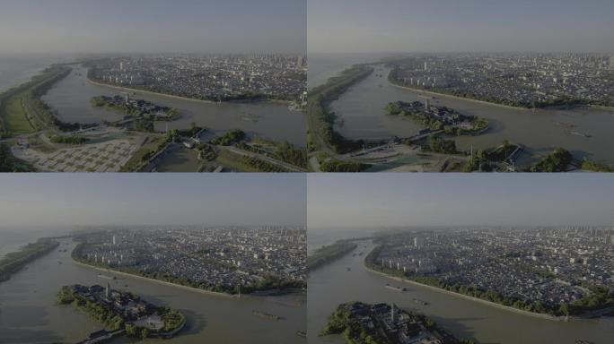 江苏高邮镇国寺与城市大全景4K航拍素材