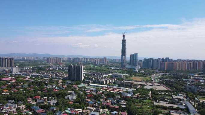 成都城市地标蜀峰468成都第一高楼航拍