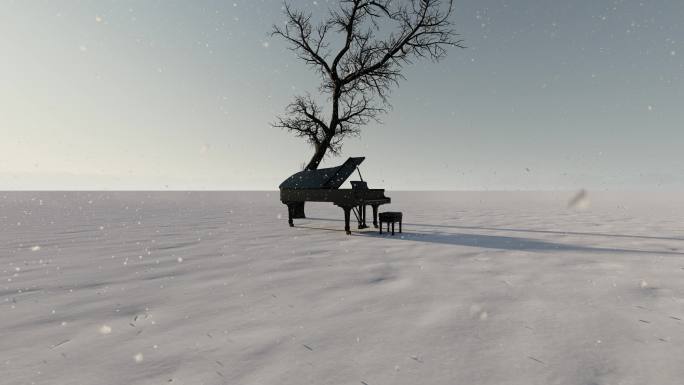 创意概念雪中钢琴
