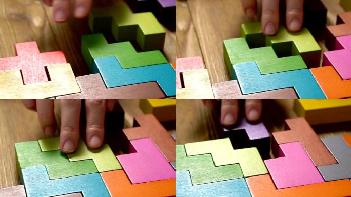折叠的彩色木块实拍视频素材