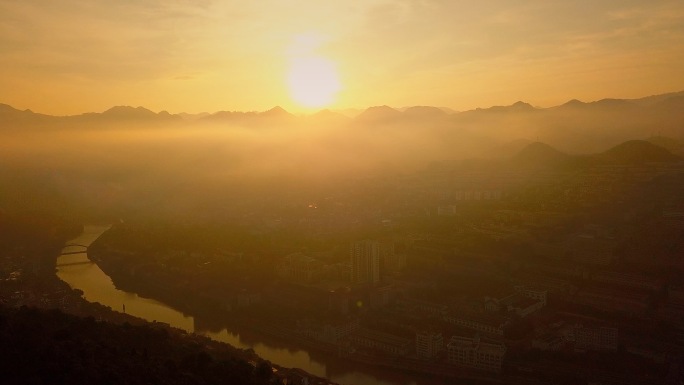 茅台镇日出天酿景区航拍素材