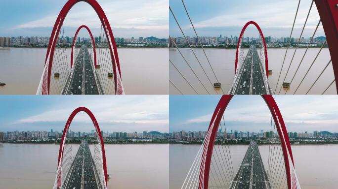 杭州之江大桥穿越之江大桥航拍