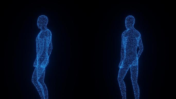 3D科技粒子人类行走360度旋转