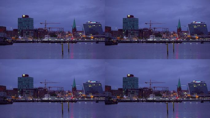 城市夜景地标素材航拍海港口旅游宣传片
