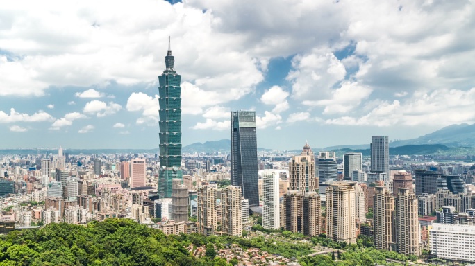 台北市城市宣传素材无人机拍摄大气全景空镜