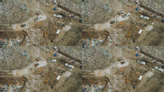 公共垃圾填埋场或垃圾场的无人机镜头