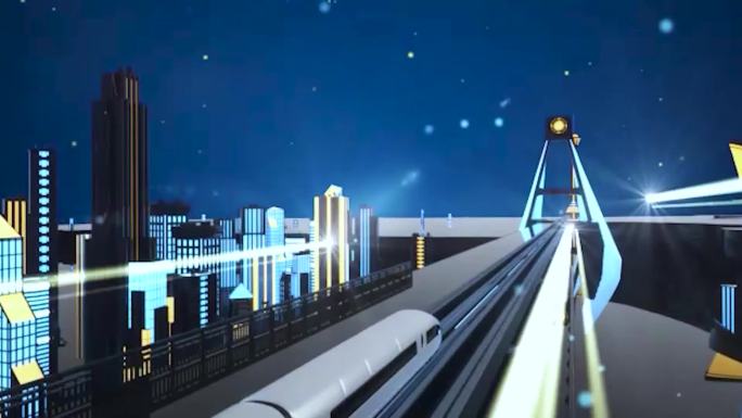 未来科技感动车火车三维动画视频