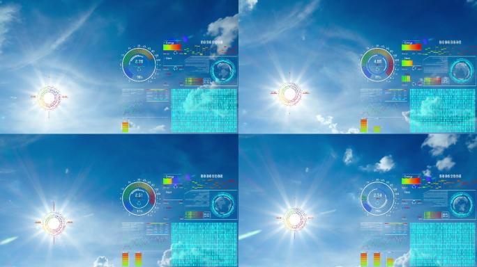 太阳与太阳能电池全息图。