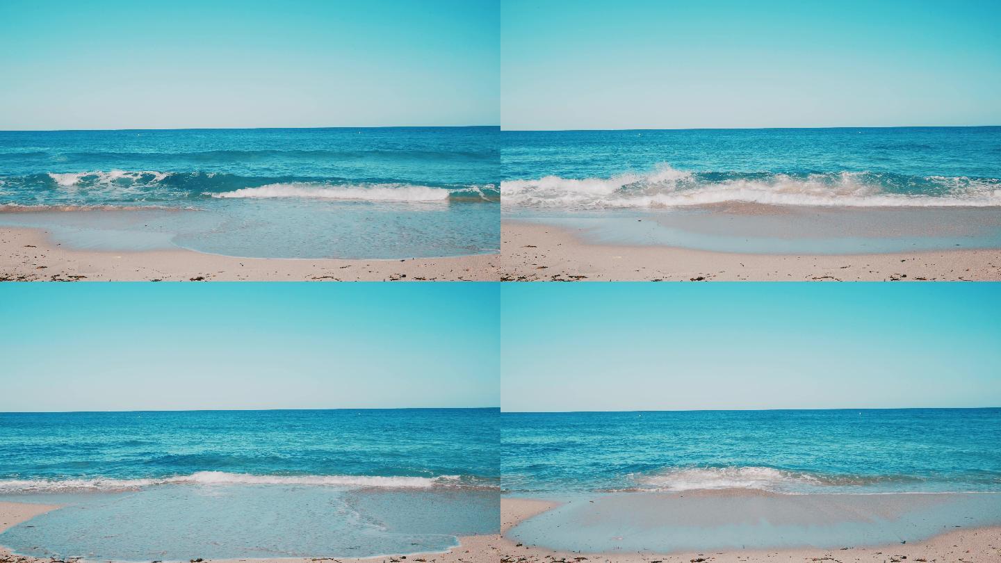 蔚蓝的天空和大海沙滩海浪蔚蓝