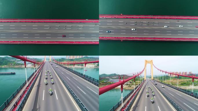 至喜长江大桥 桥上车流 交警骑警
