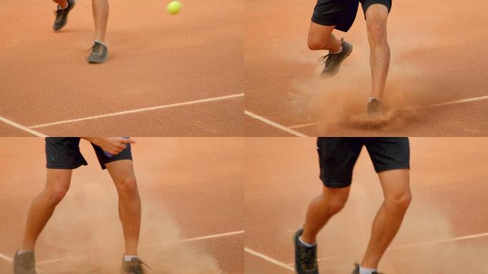网球运动红土竞技慢镜头