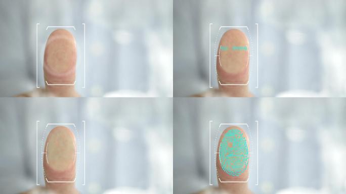 将拇指放在生物识别玻璃扫描仪上