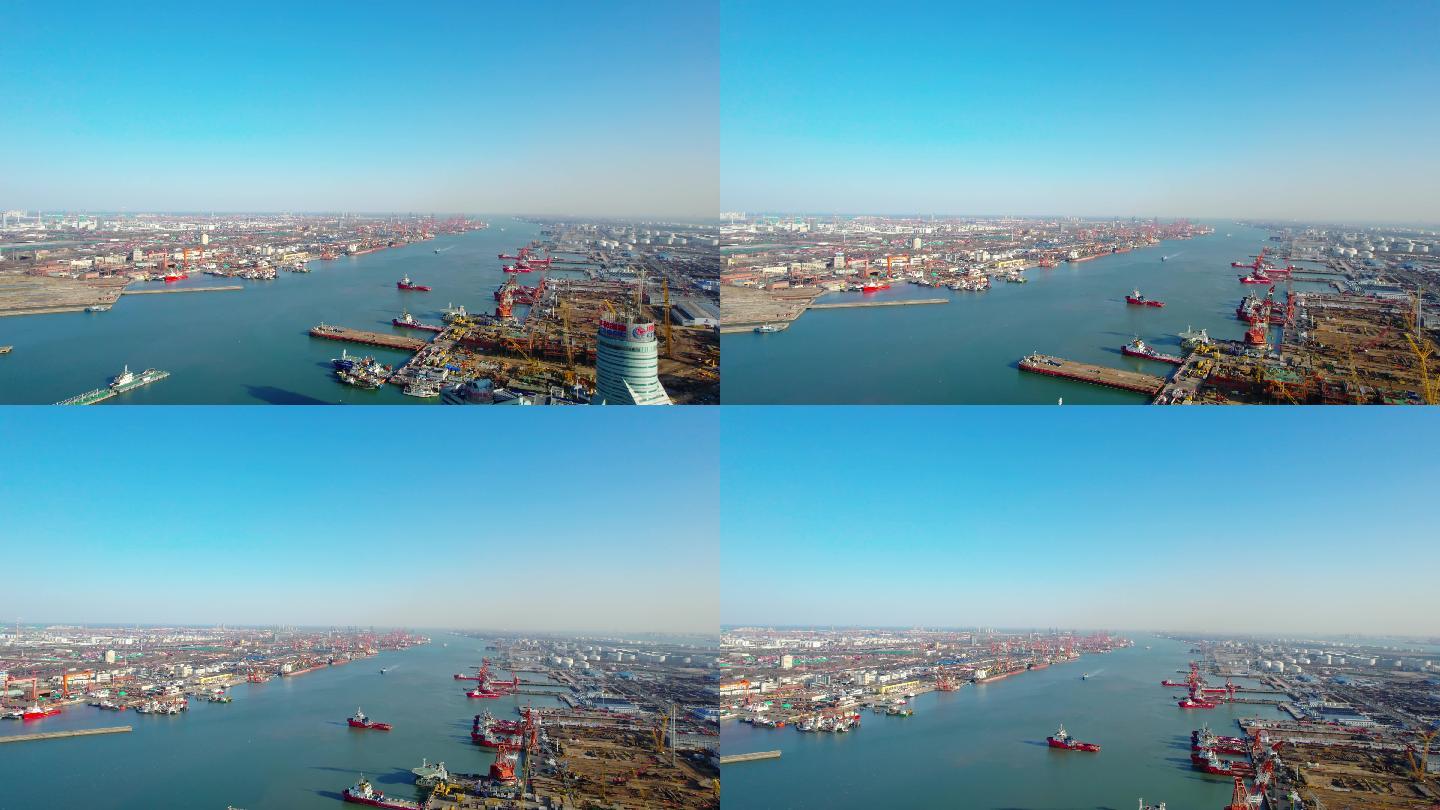 天津滨海新区天津港港口货运航拍