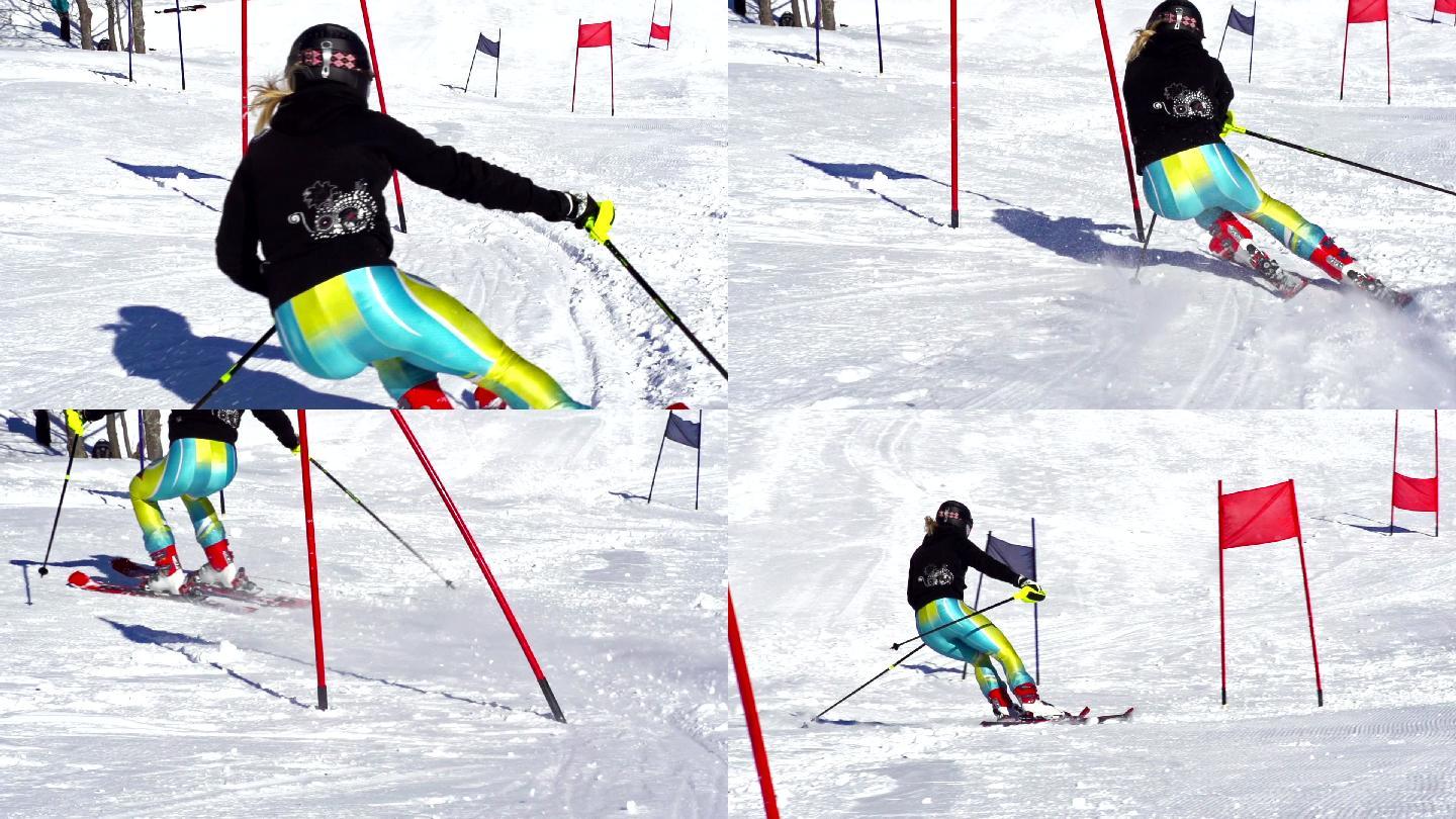 在滑雪的女人滑雪户外运动冬奥会
