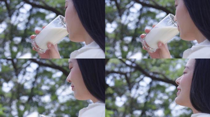 喝牛奶的美女