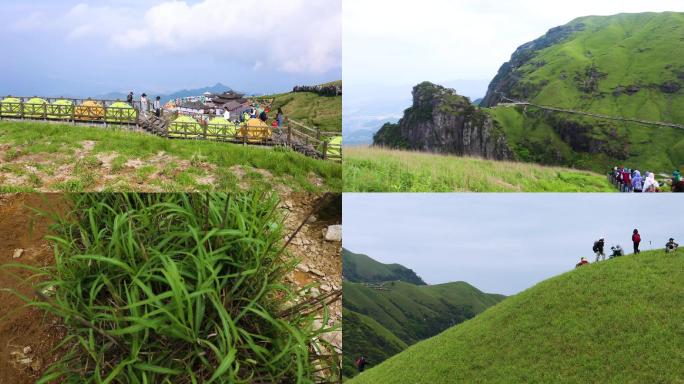 户外爱好者攀爬武功山视频素材