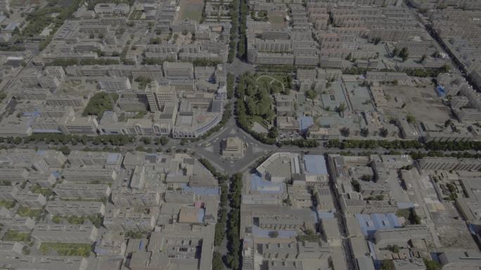 张掖城市全景俯视大全景4K航拍素材