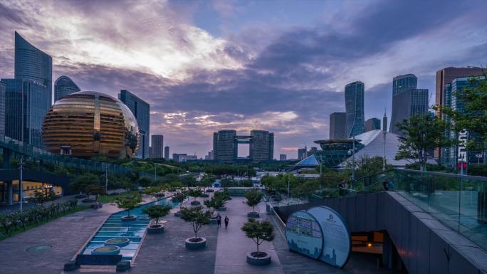 杭州城市阳台大范围日转夜延时