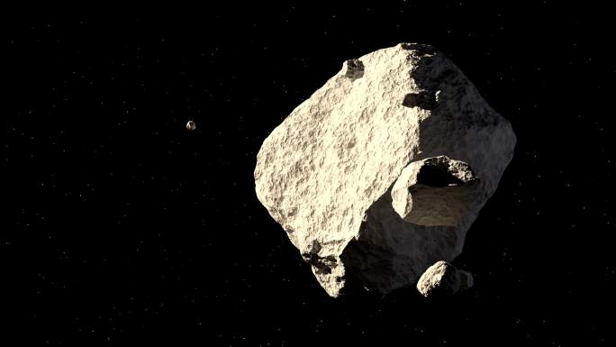 太空中的小行星大小石头动画