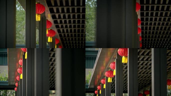 春节过年小区挂灯笼、中国结4k视频素材