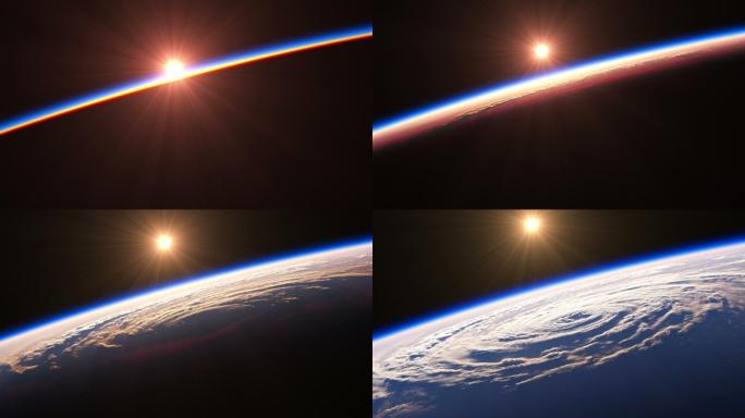 日出。从太空看地球。