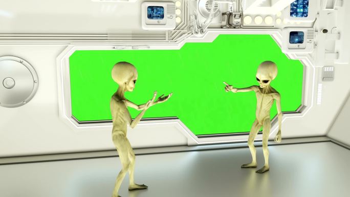 太空船上的外星人在争论。