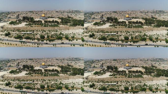 城市鸟瞰图耶路撒冷宗教圣城以色列巴勒斯坦