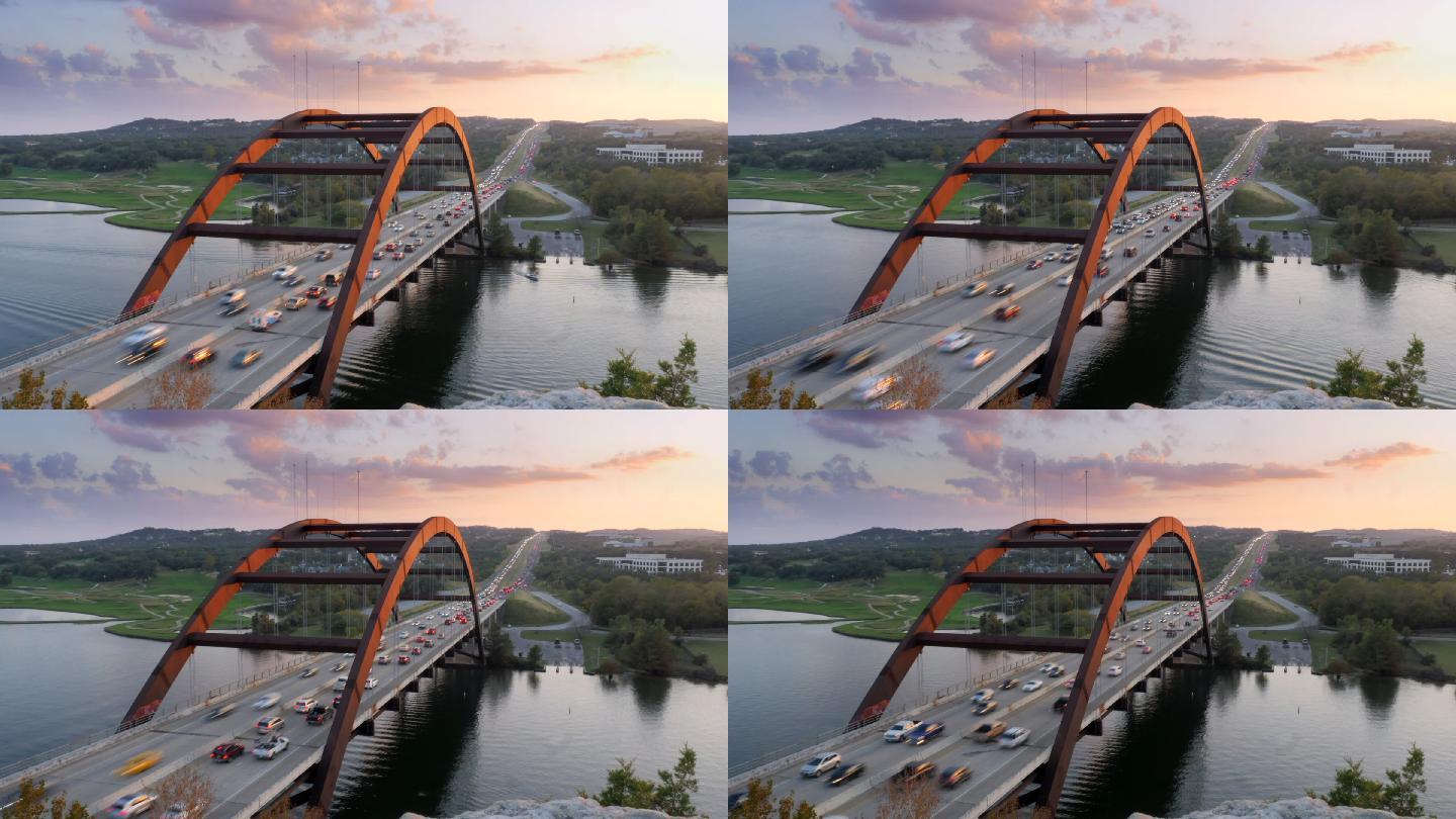奥斯汀大桥景色美国德州得克萨斯州地标车流