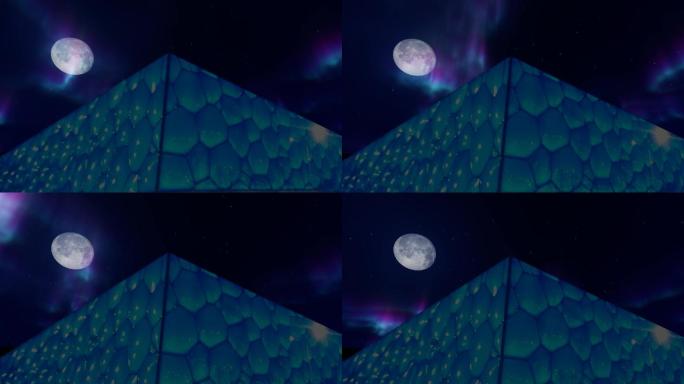 水立方夜景月亮
