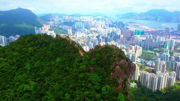 香港狮子山中国航拍大景全景风光风景宣传片