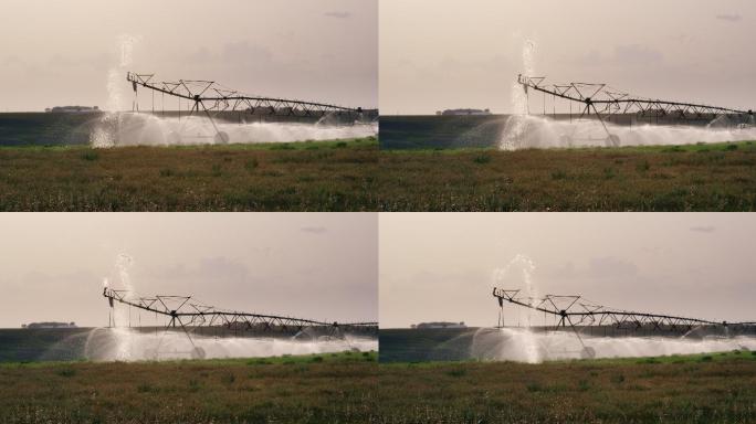 农场大型浇灌设备水稻谷农业丰收稻田小麦粮