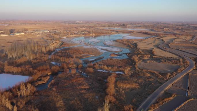 冬季农村河流湿地