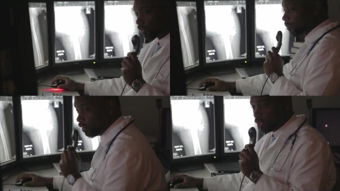 放射科医生在医院看x光片