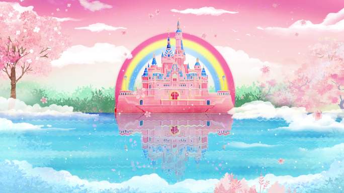 粉色彩虹城堡童话世界