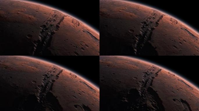 火星在外层空间旋转