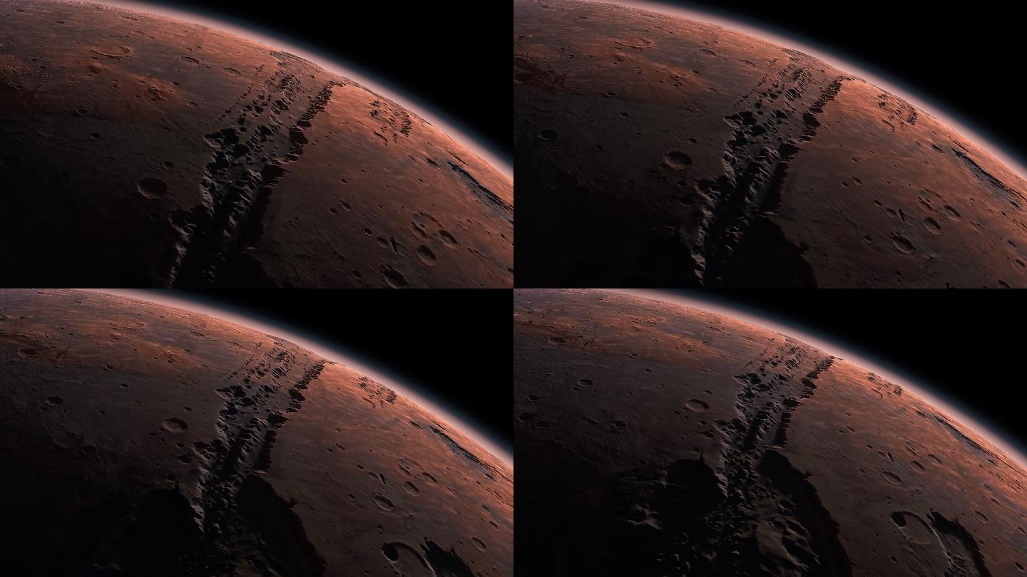 火星在外层空间旋转