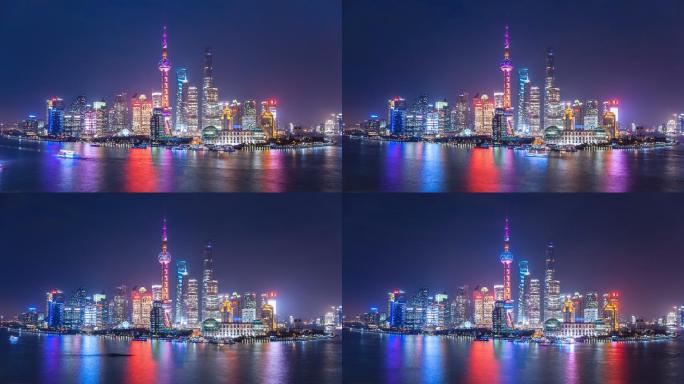 上海天际线夜景延时