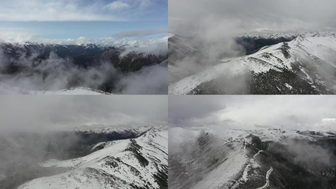 航拍四川小金夹金山雪景