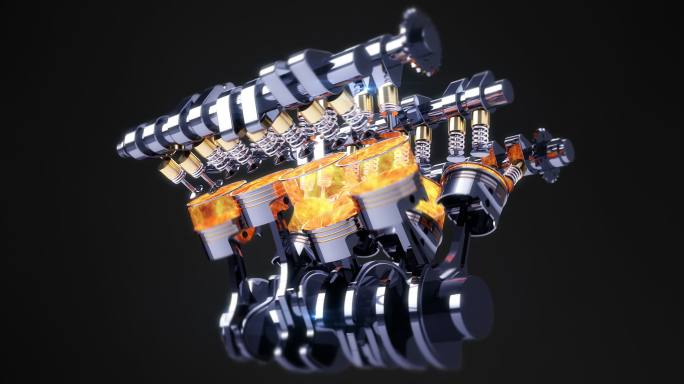 旋转V8发动机产生动力