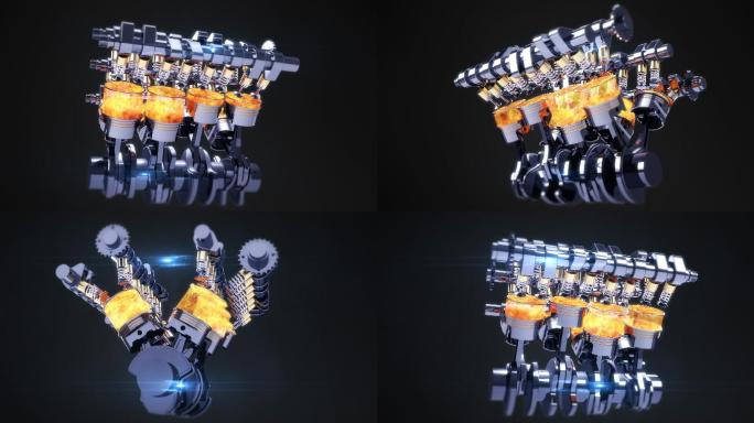 旋转V8发动机产生动力