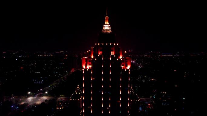 桐乡振石大酒店夜景航拍