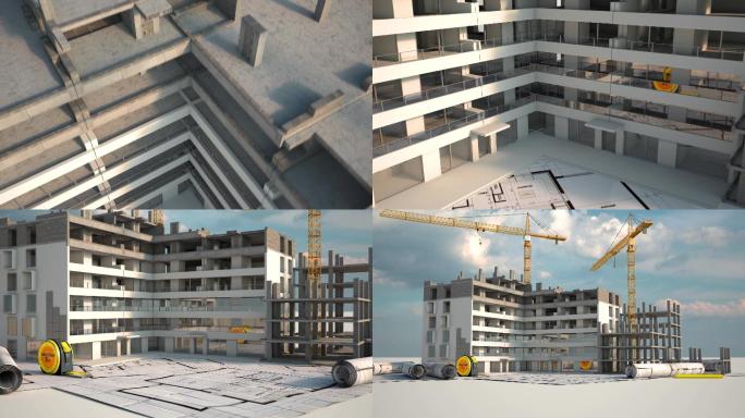 在建建筑物工程建筑承包商动画-动态图像