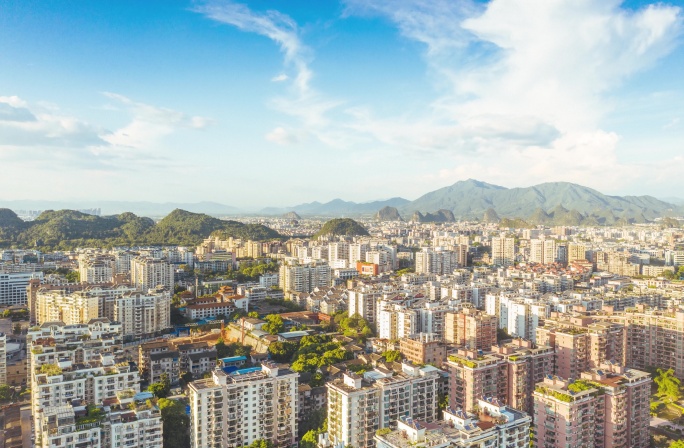 桂林七星区航拍延时素材大气风景中午