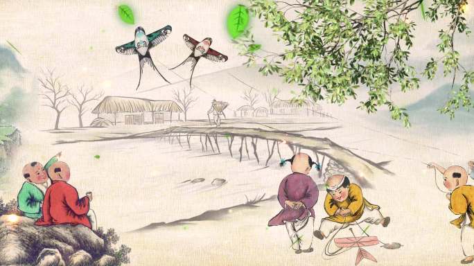 《春日》古代儿童放飞风筝
