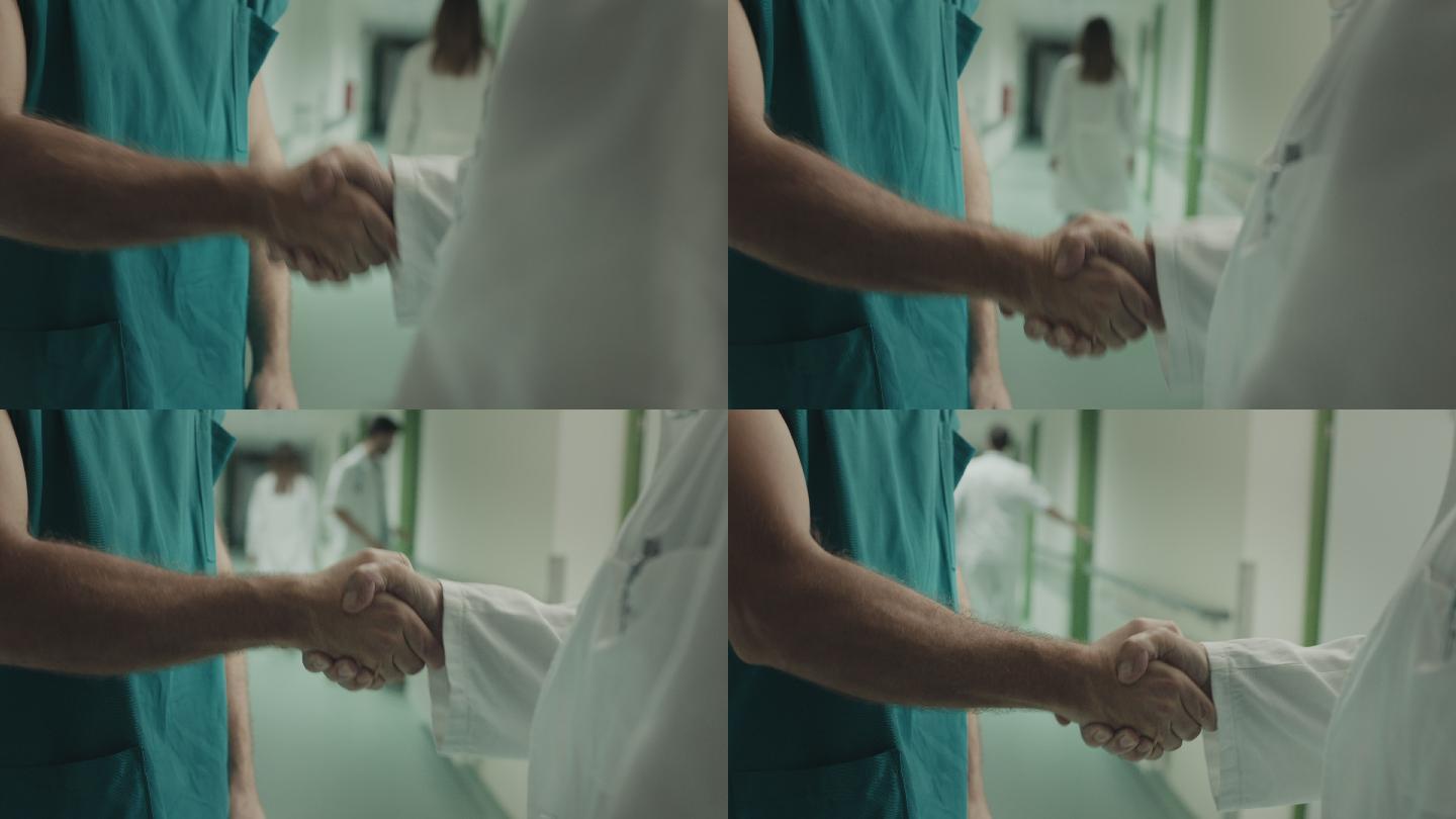 在医院握手全科医生诊所医生办公室