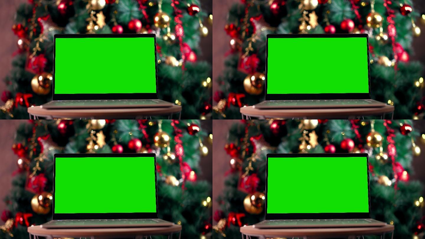 现代彩色键绿色屏幕笔记本电脑